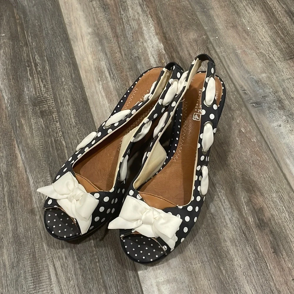 Sperry Southport Navy Polkadot Wedge Sandals